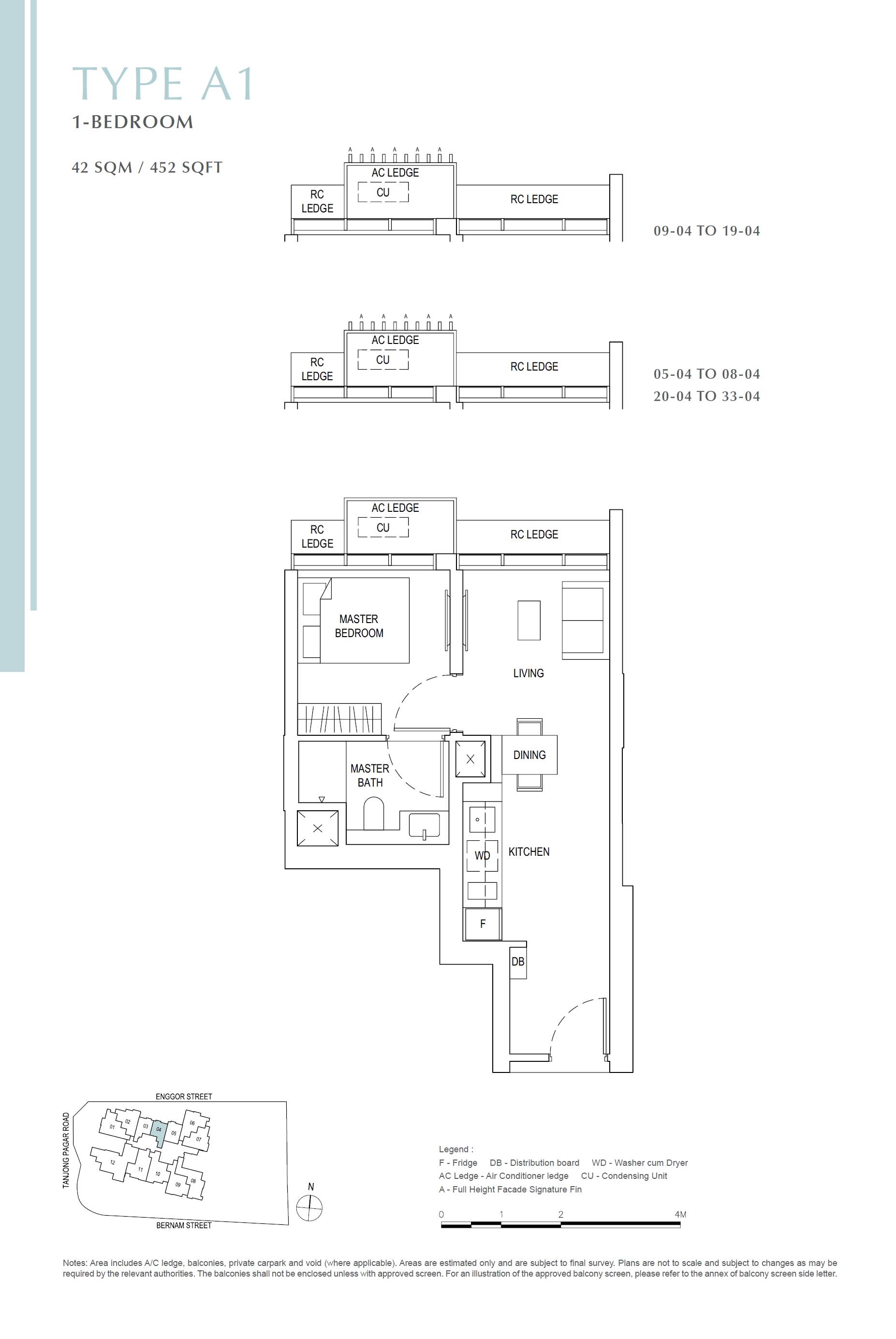 One Bernam 1 Bedroom Floor Plan 1