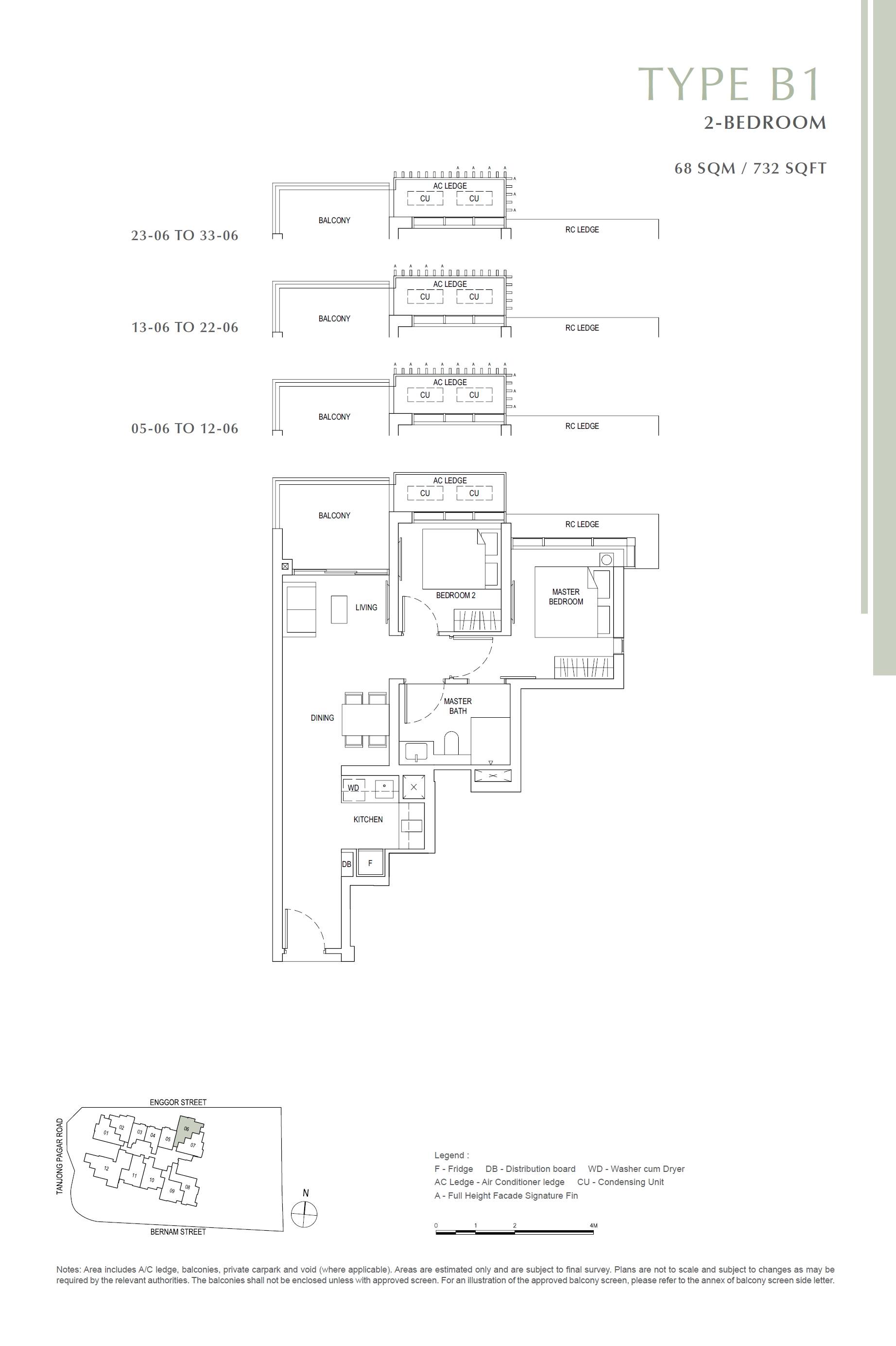 One Bernam 1 Bedroom Floor Plan 2