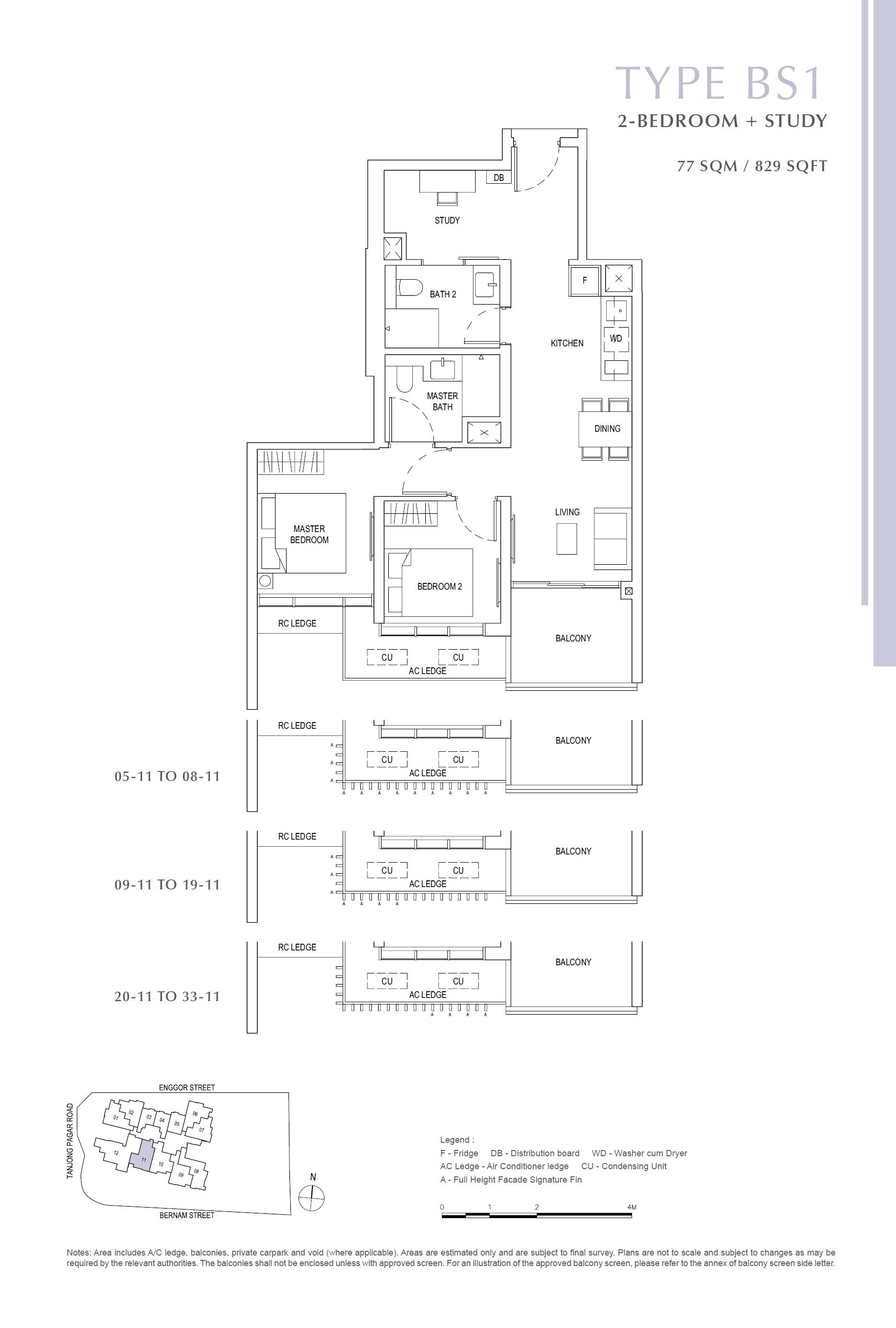 One Bernam 1 Bedroom Floor Plan 3